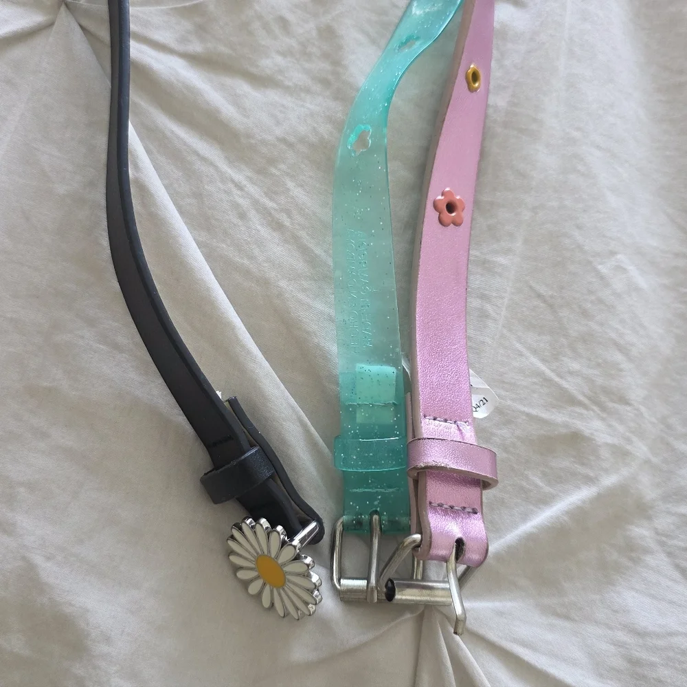 Kids Floral Belt Set - Black, Pink, and Teal